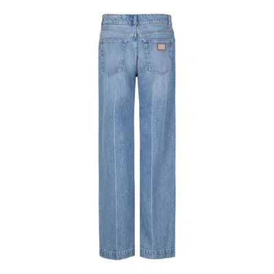 Dolce & Gabbana Matching Color Cotton Trousers In Blue