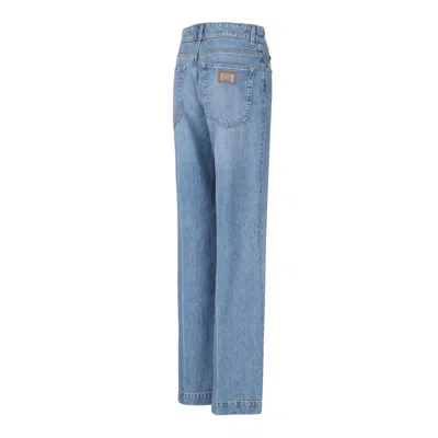 Dolce & Gabbana Matching Color Cotton Trousers In Blue