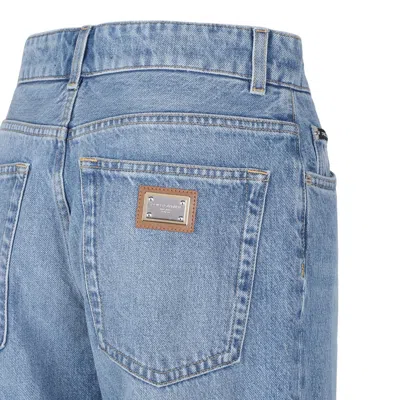 Dolce & Gabbana Matching Color Cotton Trousers In Blue