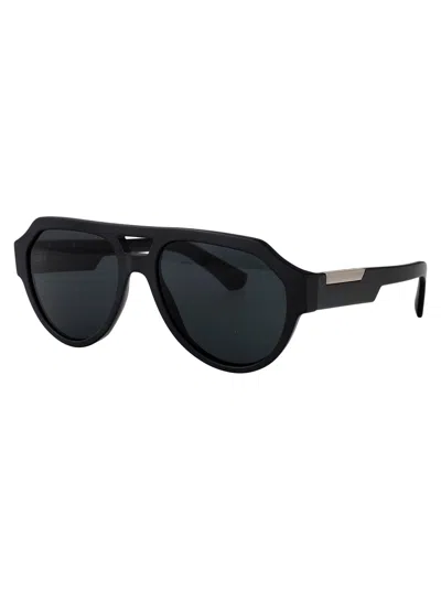 Dolce & Gabbana Matte Black Acetate Sunglasses In Black