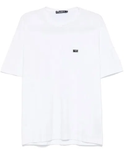 Dolce & Gabbana Optical White Cotton T-shirts And Polos In White