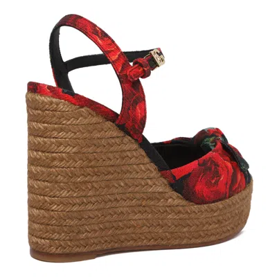 Dolce & Gabbana Rosa Rossa F Nero Silk Sandals In Red