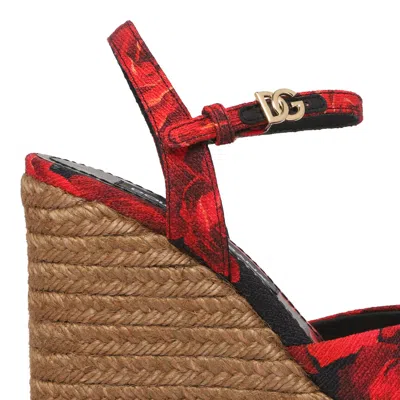 Dolce & Gabbana Rosa Rossa F Nero Silk Sandals In Red