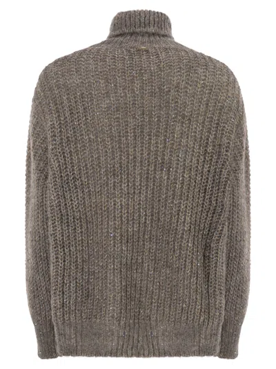 Herno Women Wool And Alpaca Turtleneck Jumper In Brown