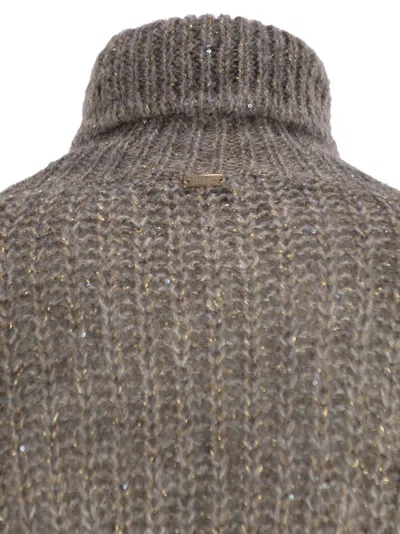 Herno Women Wool And Alpaca Turtleneck Jumper In Brown