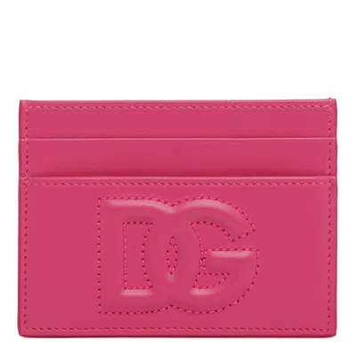 Dolce & Gabbana Women Card Holder With Embossed Logo In Pink
