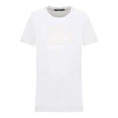 Dolce & Gabbana White Cotton T-shirts And Polos In Yellow
