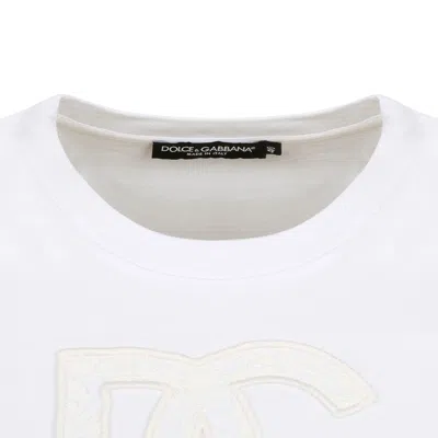 Dolce & Gabbana White Cotton T-shirts And Polos In Yellow
