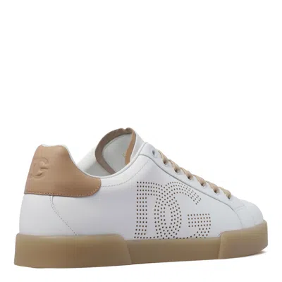 Dolce & Gabbana White Cream Viscose Sneakers In White