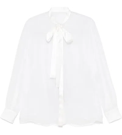 Dolce & Gabbana White Silk Shirt In Yellow