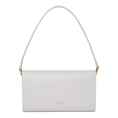 Dolce & Gabbana Marlene Grained Leather Clutch Bag In White