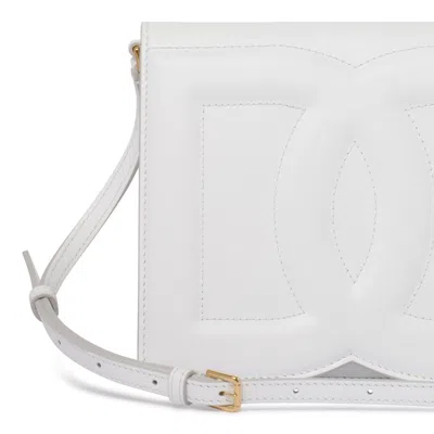 Dolce & Gabbana Quilted Calfskin Leather Crossbody Bag With Adjustable Strap In White