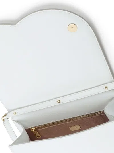 Dolce & Gabbana Quilted Calfskin Leather Crossbody Bag With Adjustable Strap In White