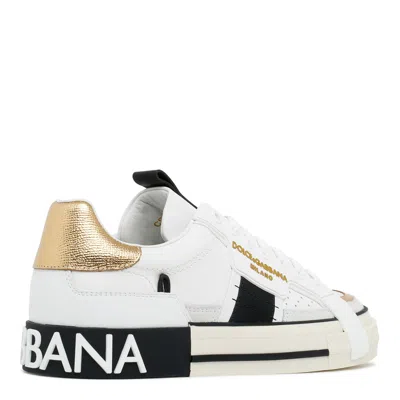 Dolce & Gabbana Custom Leather Sneakers With Metallic Inserts In Multi