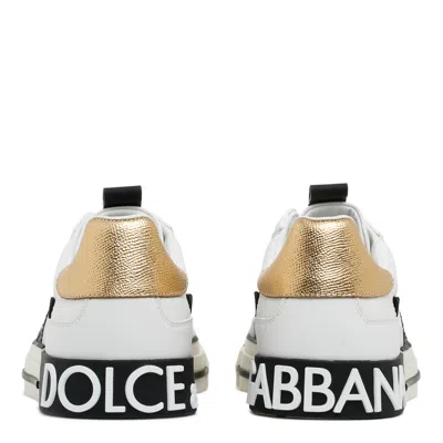 Dolce & Gabbana Custom Leather Sneakers With Metallic Inserts In Multi