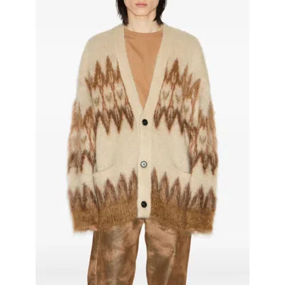 Isabel Marant Marant Nielson Mohair Blend Cardigan With Fair Isle Motif In Brown