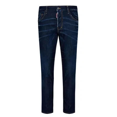 Dsquared2 White Cotton Stretch Jeans In Blue