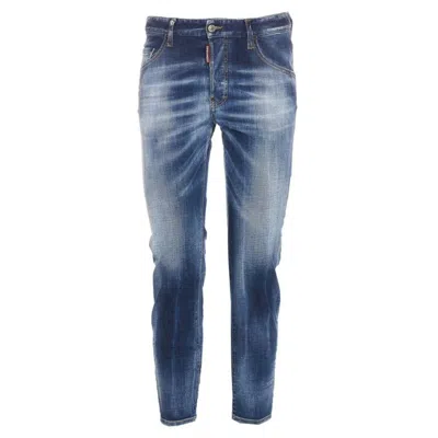 Dsquared2 White Cotton Blend Jeans In Blue