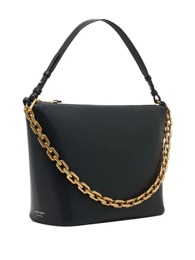 Emporio Armani Ppa Leather Medium Hobo Bag With Chain In Black