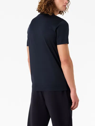 Emporio Armani Logo Cotton Crewneck Sweatshirt In Blue