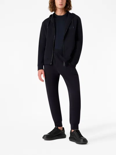 Emporio Armani Logo Cotton Crewneck Sweatshirt In Blue