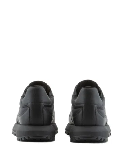 Emporio Armani Asv Recycled Nylon Sneakers With Regenerated Saffiano Details In Black