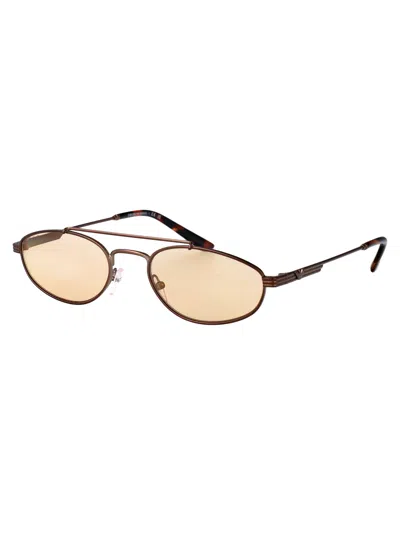 Emporio Armani Matte Bronze Orange Metal Sunglasses In Brown