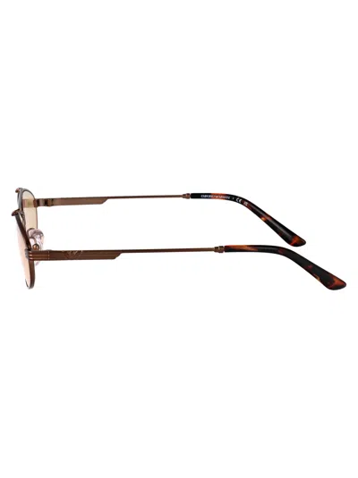 Emporio Armani Matte Bronze Orange Metal Sunglasses In Brown