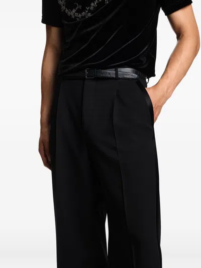 Emporio Armani Pleated Side-stripe Trousers In Black