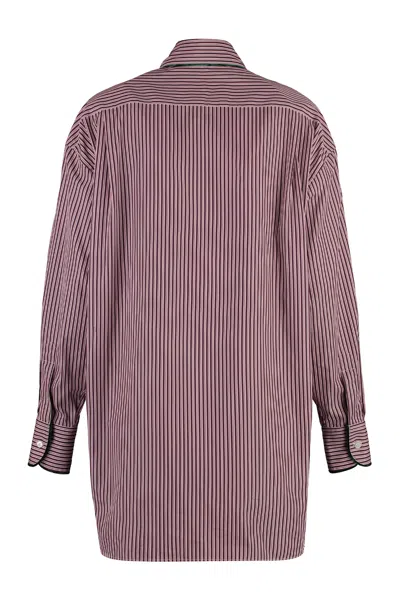 Etro Striped Cotton Shirt In Pink