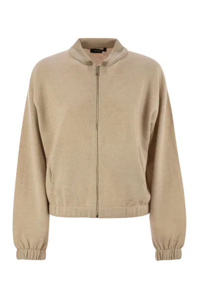 Fabiana Filippi Bomber Jacket In Platinum With Ball Pins In Brown