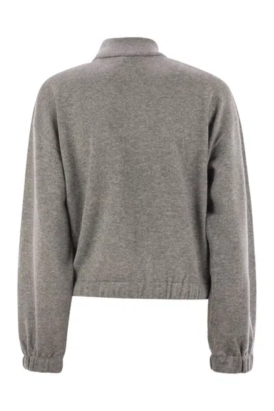 Fabiana Filippi Bomber Jacket In Platinum With Ball Pins In Gray