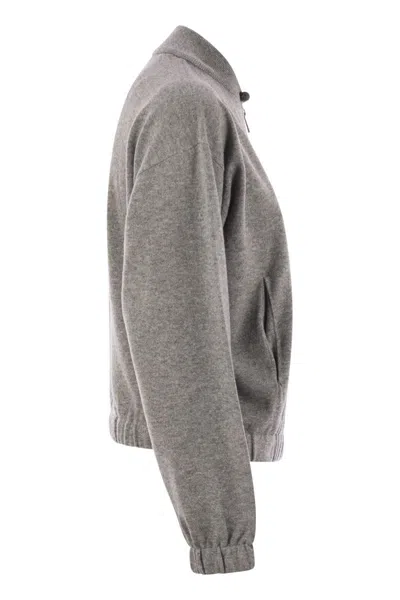 Fabiana Filippi Bomber Jacket In Platinum With Ball Pins In Gray