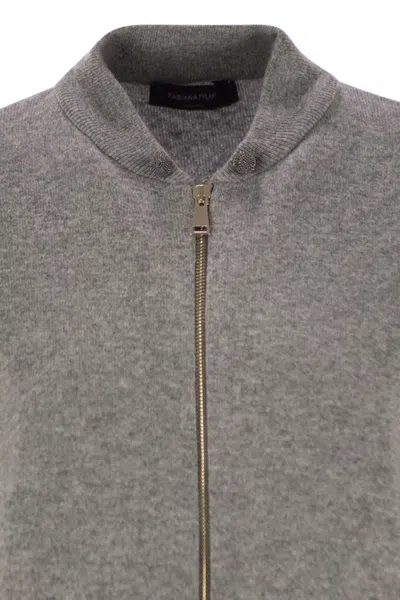 Fabiana Filippi Bomber Jacket In Platinum With Ball Pins In Gray