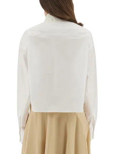 Fabiana Filippi Poplin Cropped Shirt In White