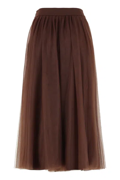 Fabiana Filippi Midi Tulle Skirt In Brown