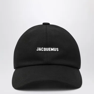 Jacquemus Black Baseball Cap With Logo Men In Black