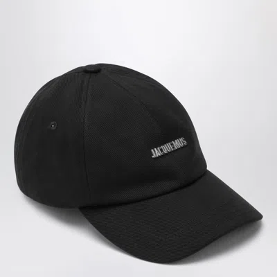 Jacquemus Black Baseball Cap With Logo Men In Black