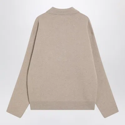 Jacquemus Beige Wool And Cashmere Polo Sweater Men In White