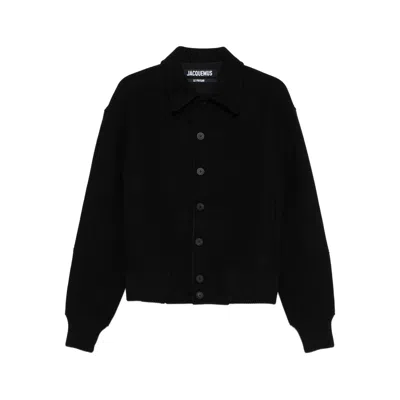 Jacquemus Black Jacket With Classic Collar And Dropped Shoulders In Wool Man In Black