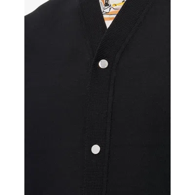 Jacquemus Men Black V-neck Cardigan With J Logo On The Back In Wool Man In Black