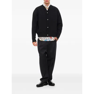 Jacquemus Men Black V-neck Cardigan With J Logo On The Back In Wool Man In Black