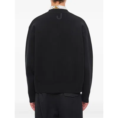 Jacquemus Men Black V-neck Cardigan With J Logo On The Back In Wool Man In Black