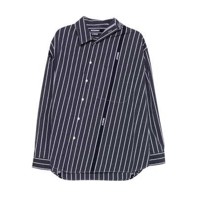 Jacquemus La Chemise Cuadro Asymmetric Button-up Shirt In Blue