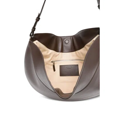 Jacquemus Le Calisso Rond Large Brown Shoulder Bag With Adjustable Strap And Embossed Logo In Leather Woman In Brown