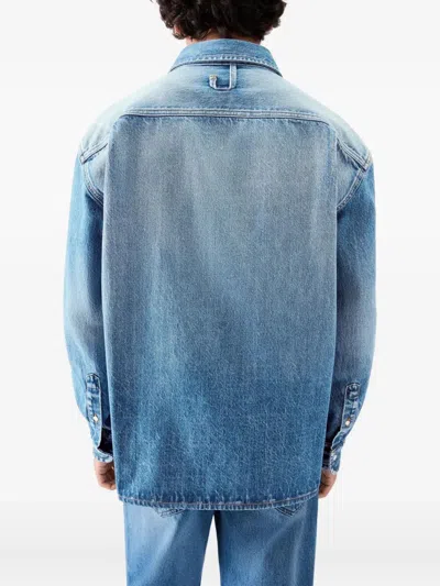 Jacquemus La Chemise De-nimes Simon With Embroidered Logo Clothing In Blue