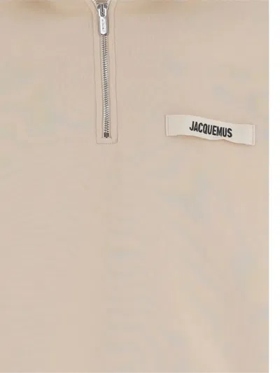 Jacquemus The Gros Grain Zipped-rollneck Sweatshirt In Neutral