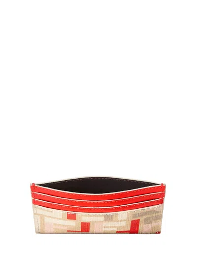 Fendi Ff-pattern Card Holder In Red