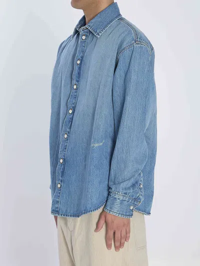 Jacquemus Simon Denim Shirt Featuring Back Yoke In Blue