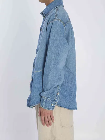Jacquemus Simon Denim Shirt Featuring Back Yoke In Blue